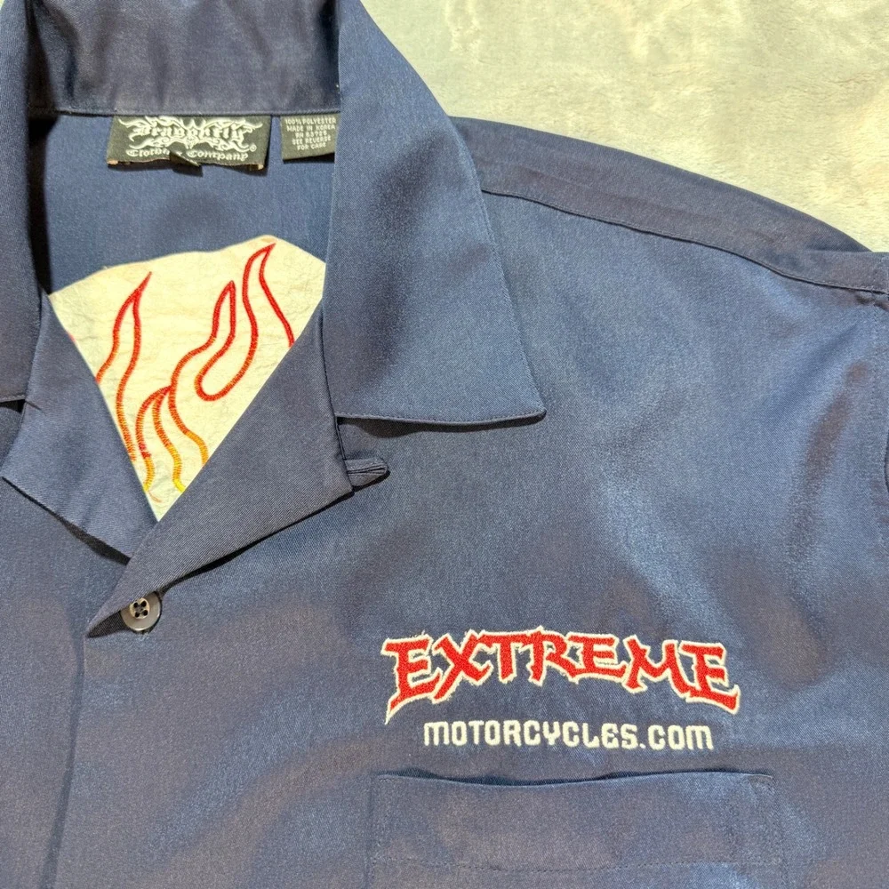 Dragonfly Clothing Company‎ XXL Navy Blue Extreme Motorcycles Button Up Shirt